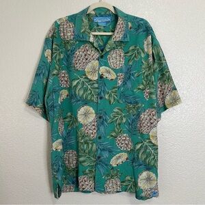 Bermuda Bay 100% Silk Men's Hawaiian Button Down Shirt, Sz Large